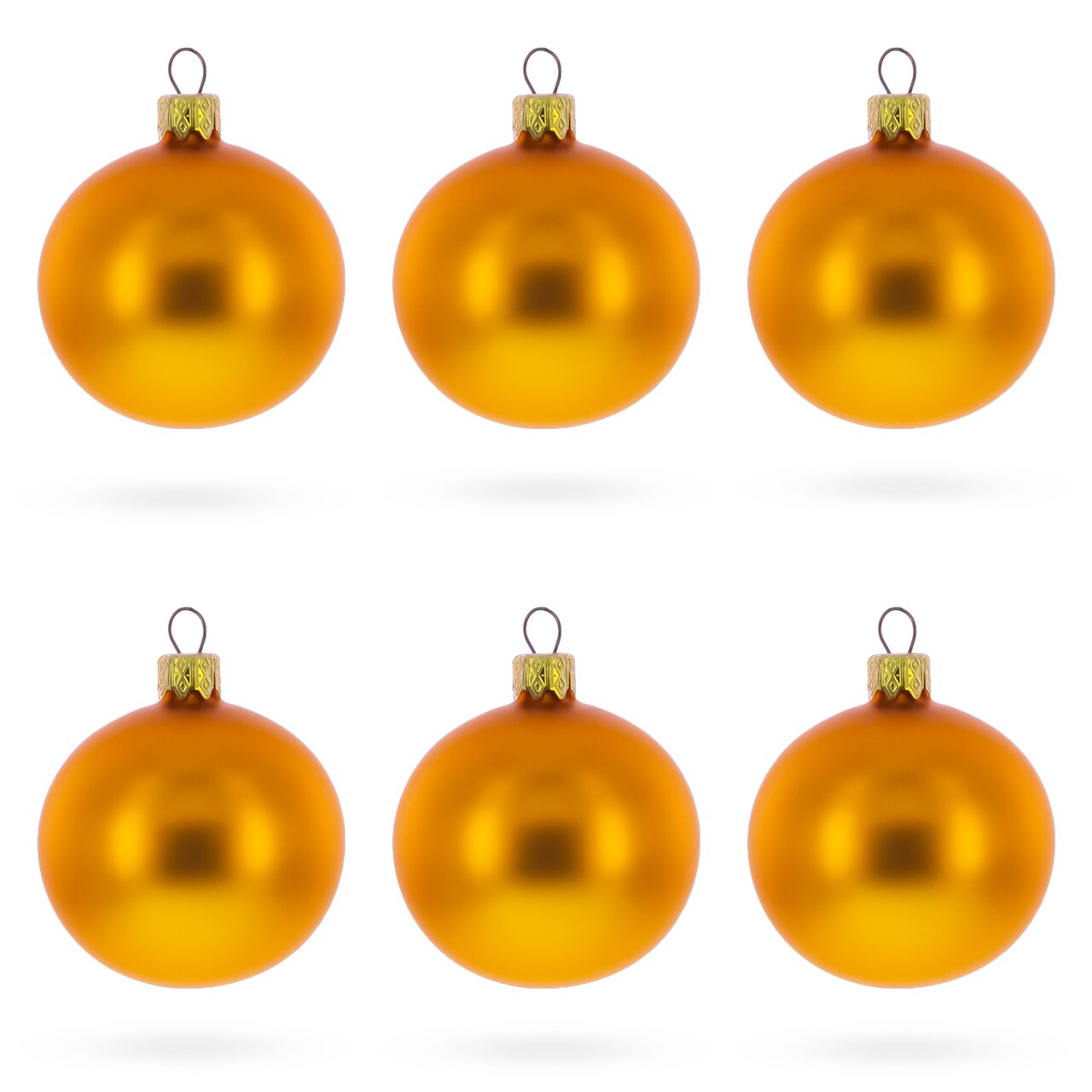 Set of 6 Matte Yellow Glass Ball Christmas Ornaments 2.4 Inches
